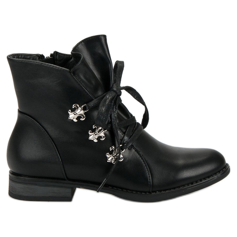 Weide Botas pretas de salto plano preto