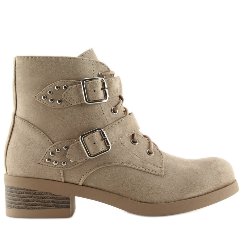 Botas de amarrar com laços bege C-7101 Bege Botas de amarrar com laços bege C-7101 Bege