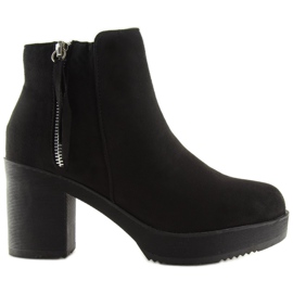 Botas com salto estável preto YL96009 Preto Botas com salto estável preto YL96009 Preto