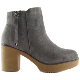 Botas cinza em salto estável cinza YL96009 cinza