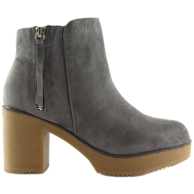 Botas cinza em salto estável cinza YL96009 cinza