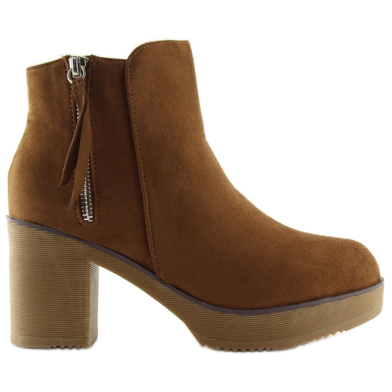 Botas em camelo de salto estável YL96009 Camel castanho