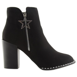 Botas com salto estável preto 8576-2 Preto Botas com salto estável preto 8576-2 Preto