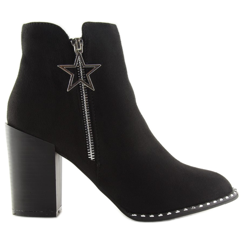 Botas com salto estável preto 8576-2 Preto