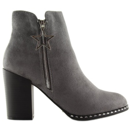 Botas com salto estável cinza 8576-2 cinza