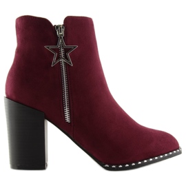Botas com salto estável Borgonha 8576-2 Vermelho Botas com salto estável Borgonha 8576-2 Vermelho