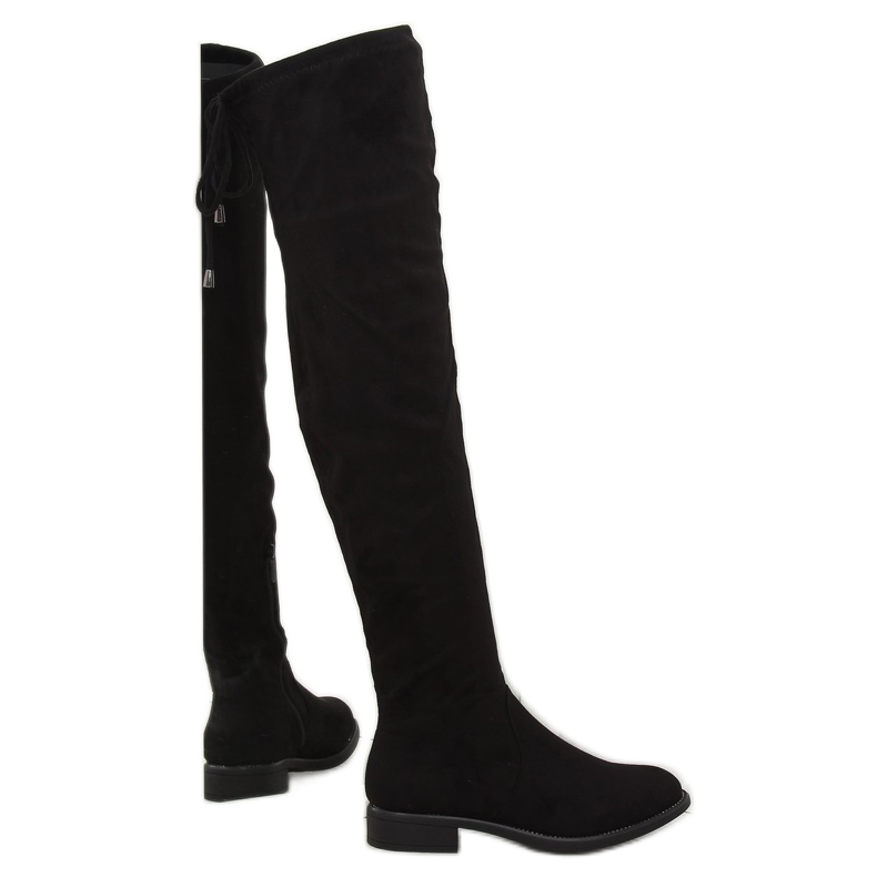 Botas de coxa femininas pretas 7367-PG Black preto
