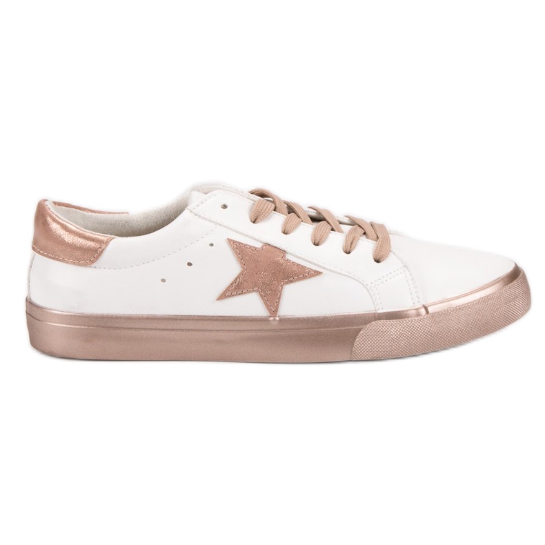 Tênis elegantes e baixos branco amarelo