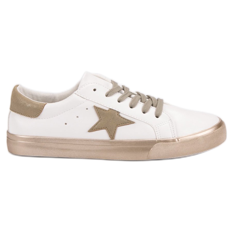 Tênis elegantes e baixos branco amarelo