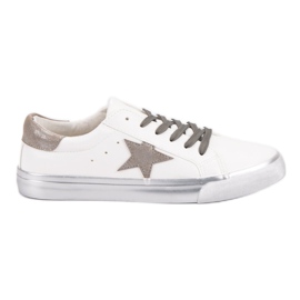 Tênis elegantes e baixos branco multicolorido