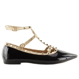 Bailarinas pretas com tachas 127-12 Black preto