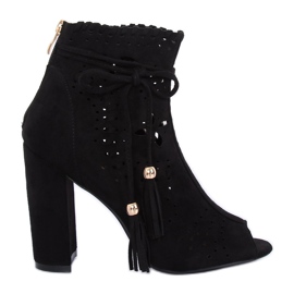 Botas pretas com a ponta do pé aberta M285P Preto