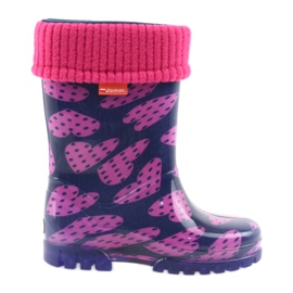 As botas de chuva infantil Demar aquecem os corações de meia rosa azul marinho