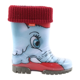 Botas infantis Demar, botas de chuva com meia quente azul