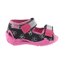 Chinelos Befado calçados infantis 242P089 azul marinho azul-marinho rosa cinza