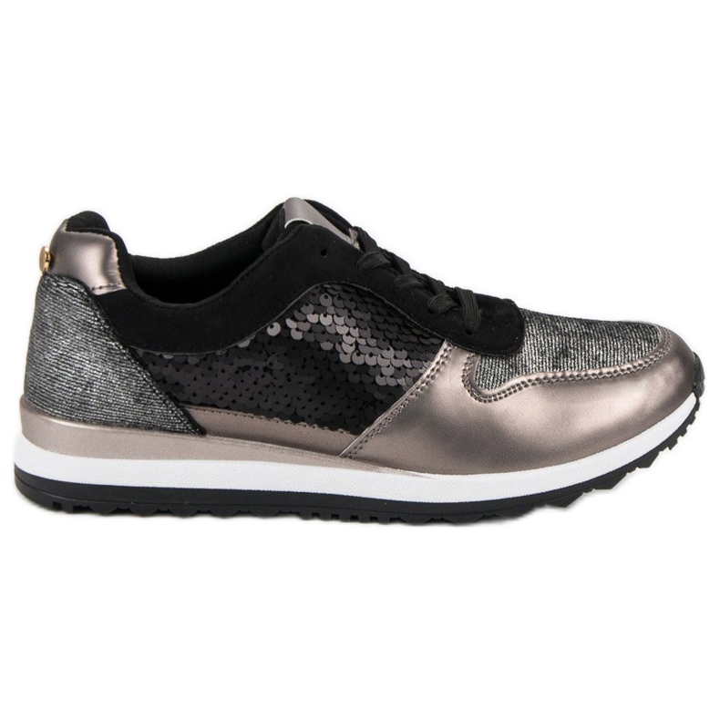 Calçados Esportivos Com Lantejoulas preto cinza amarelo