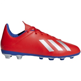 Chuteiras Adidas X 18.4 FxG Jr BB9379 multicolorido laranjas e vermelhos