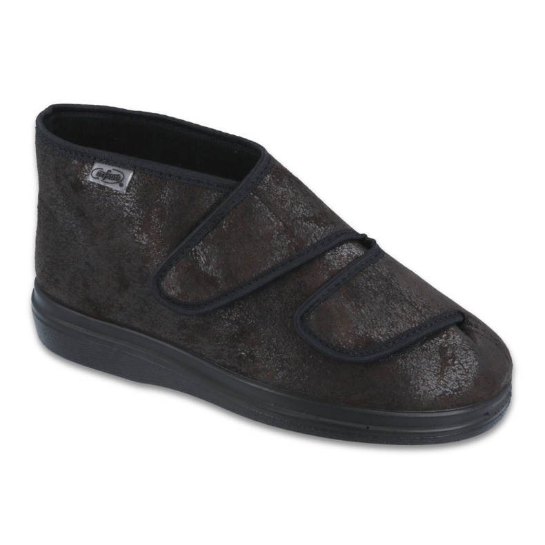 Sapatos femininos Befado pu 986D007 castanho preto