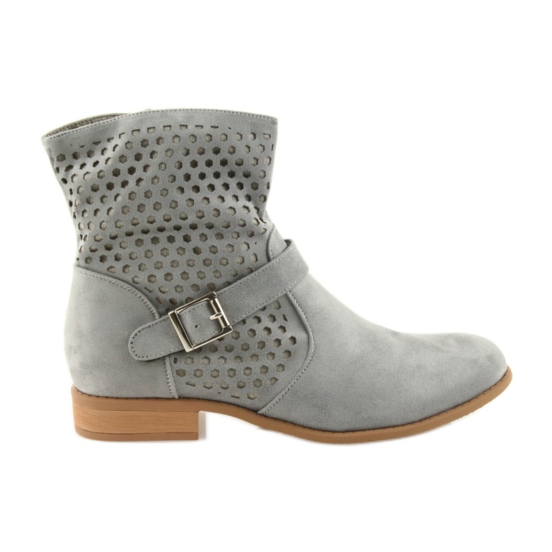 M.Daszyński Botas casuais femininas cinza camurça SA142