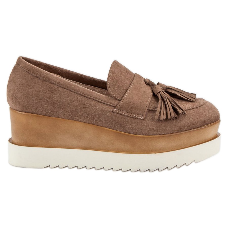 Corina Mocassins de cunha marrom castanho