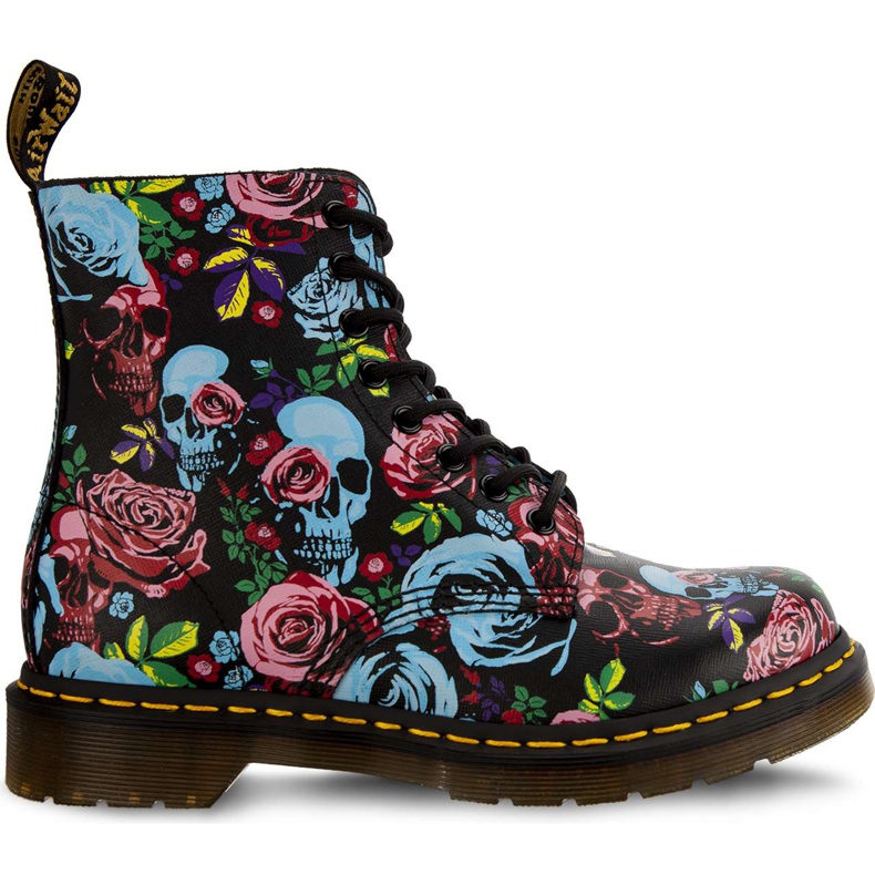 Dr. Martens 1460 Pascal Rose Multi Rose Backhand grão de palha preto azul multicolorido