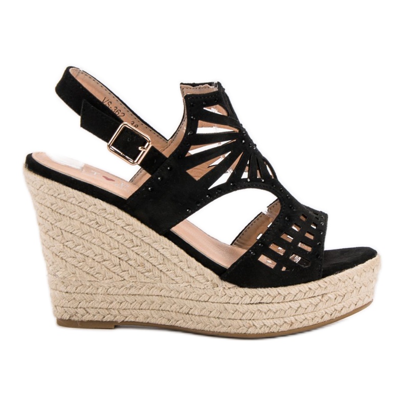 Top Shoes Sandálias de cunha com aberturas preto