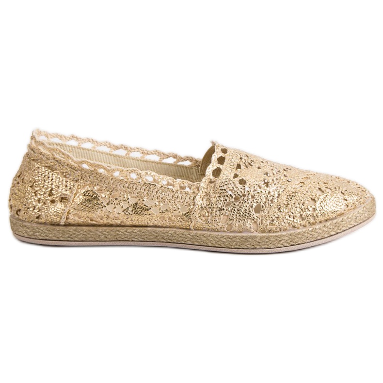 Sweet Shoes Alpercatas de renda dourada dourado