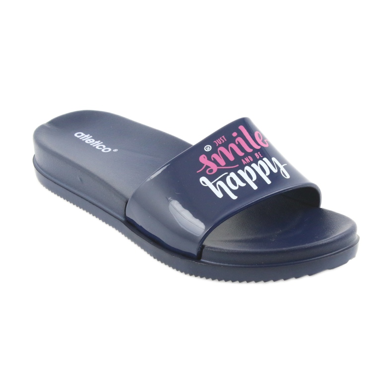 Atletico Chinelos azuis marinho Happy Atlético feminino branco rosa azul marinho