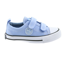 Tênis de velcro American Club LH50 azul calçado infantil branco Tênis de velcro American Club LH50 azul calçado infantil branco