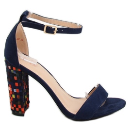 Sandálias de salto alto azul marinho 708-24 Navy multicolorido azul-marinho