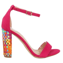 Sandálias fúcsia de salto alto 708-24 Fúcsia multicolorido rosa