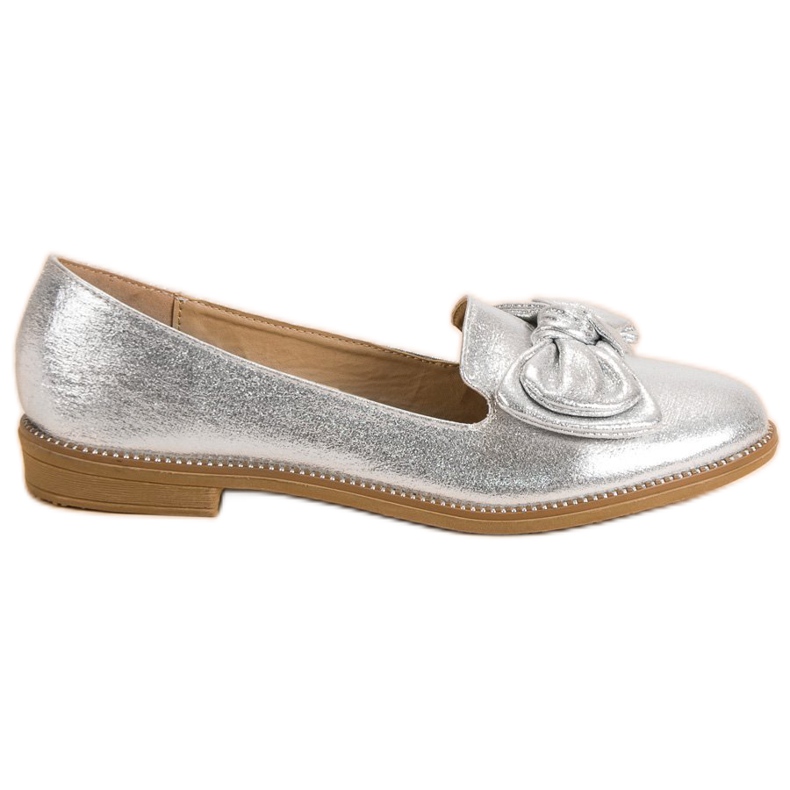 Forever Folie Bailarina de prata com um arco cinza Forever Folie Bailarina de prata com um arco cinza