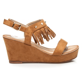 Bestelle Sandálias de pedra com franjas marrom