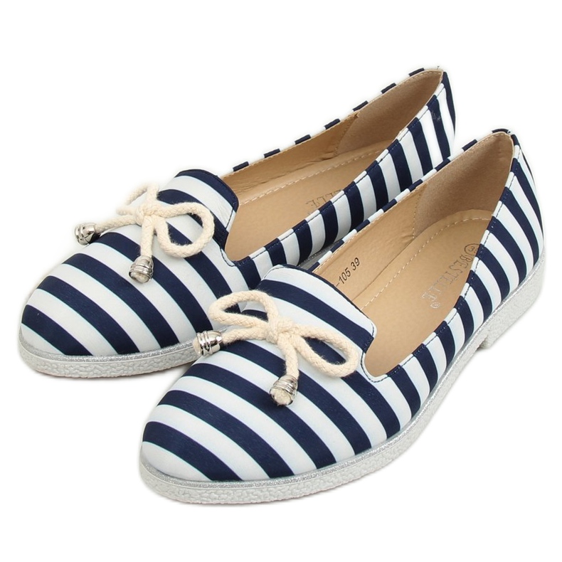 Slip-on em listras brancas e azuis marinho H8-105 DK.BLUE branco azul marinho