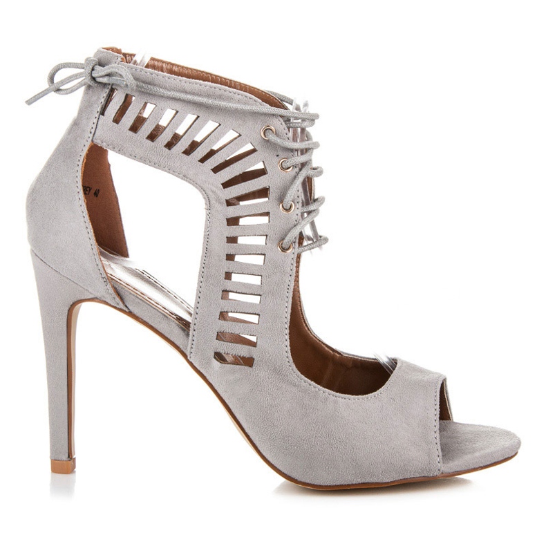 Queen Bee Sandálias de camurça amarrada cinza