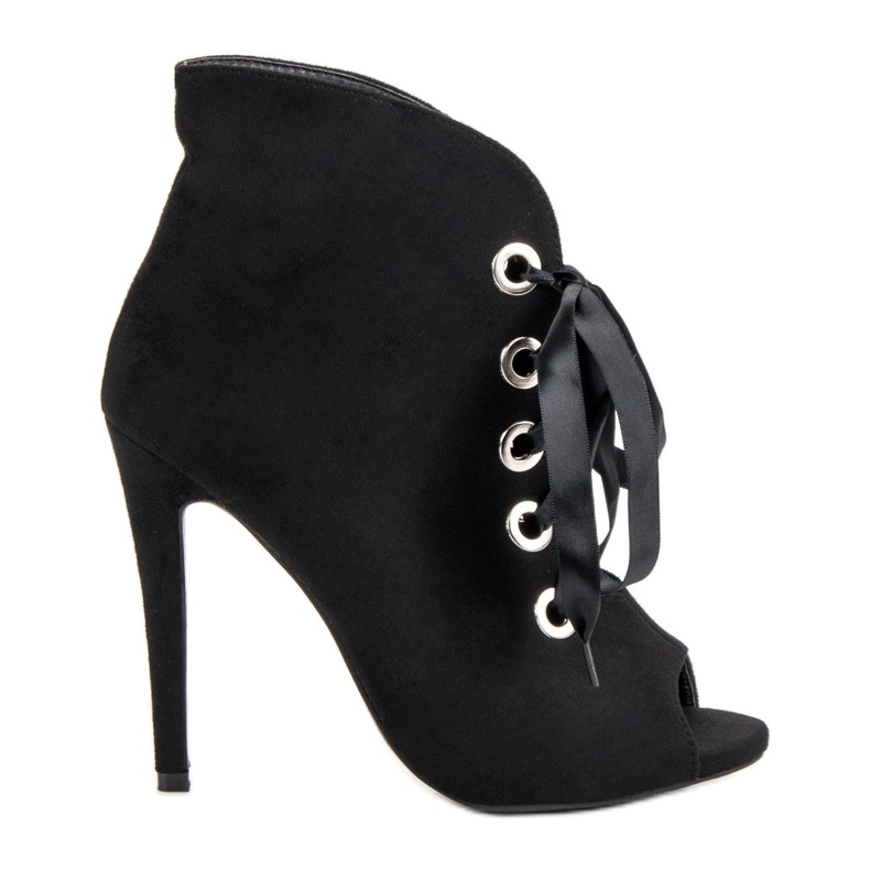 Bestelle Botas de ponta aberta amarradas preto