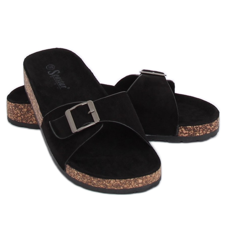 Chinelos pretos de camurça CK61P pretos