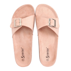 Chinelos de camurça rosa CK61P rosa