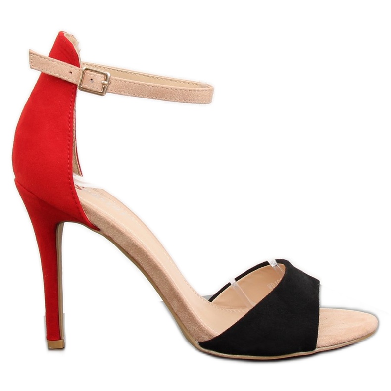 Sandálias pretas em salto alto WD100P Preto vermelho