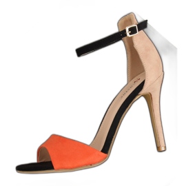 Sandálias de salto alto WD100P Bege castanho multicolorido