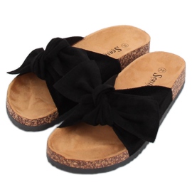 Chinelos pretos de camurça preta CK02P pretos