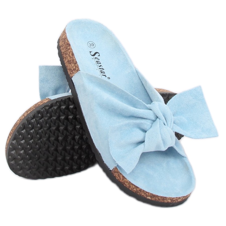 Chinelos de camurça azul CK02P LT.BLUE