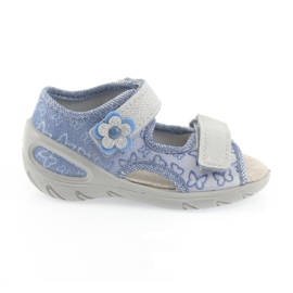 Sapatos infantis Befado pu 065X122 azul cinza