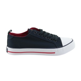 Tênis American Club azul marinho amarrado vermelho azul-marinho