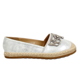 Alpercatas prateadas com uma coroa, H-6558 prateado cinza