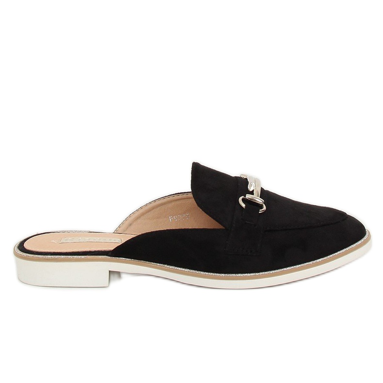 Chinelos pretos F9375 mocassins pretos