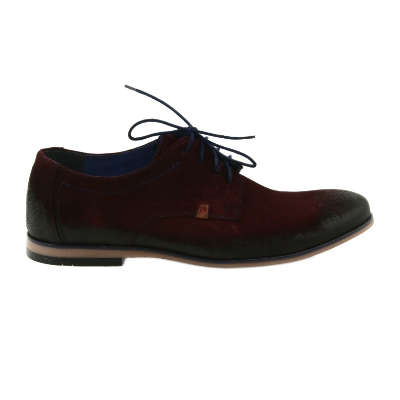 Sapatos masculinos de camurça Nikopol 1709 cor de vinho vermelho