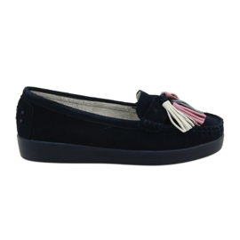 Mocassins femininos de camurça Filippo 661 azul marinho azul-marinho