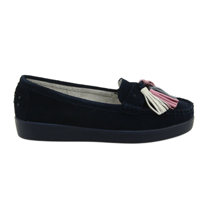 Mocassins femininos de camurça Filippo 661 azul marinho