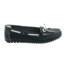 Mocassins de couro feminino Filippo 141 azul marinho branco azul-marinho